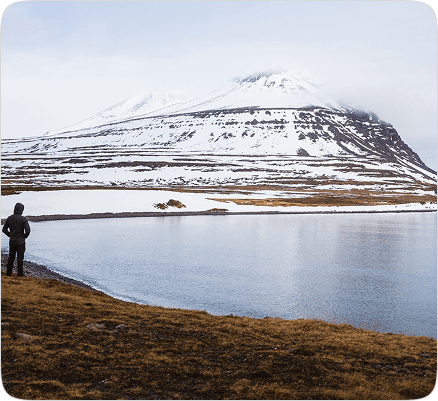 Iceland snowy mountain landscape